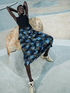 NWOT ULLA JOHNSON Simone Fringe Midi Dress in Peacock S $2,450